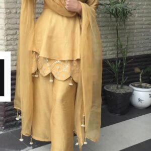 Mustard Peplum Kurti with Palazo